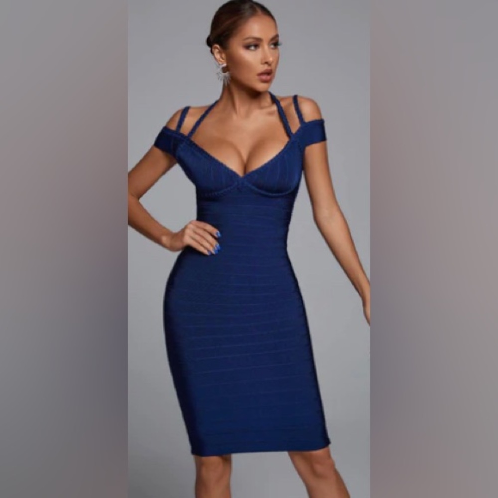 Women’s Navy Bandage Midi Dress